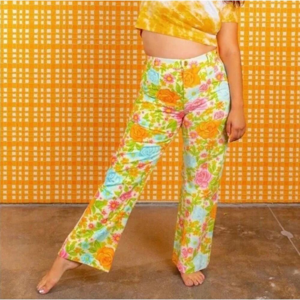 Big Bud Press Western Pants in "Vintage Wallpaper" yellow multicolor flower 2XL